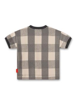 Preview: Jungen Sweatshirt halbarm kariert grau/weiß